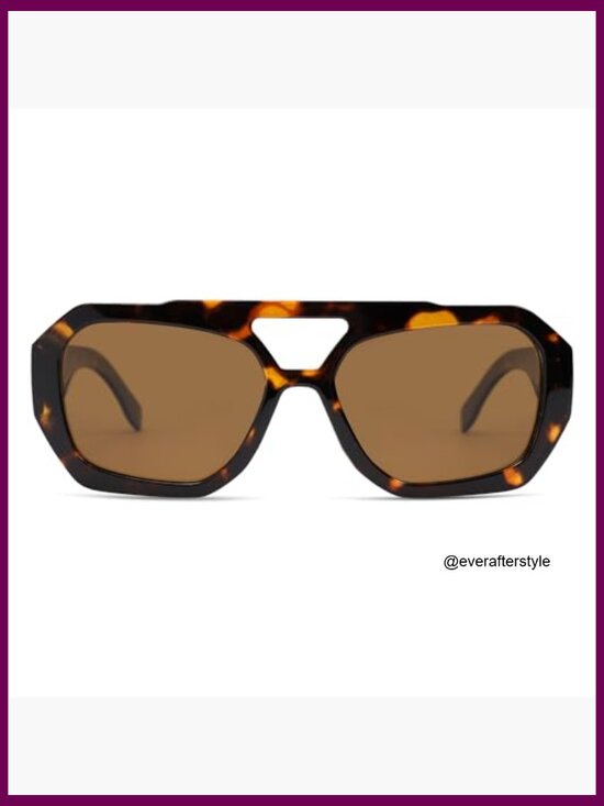 Polarized Aviator Sunglasses with Hexagonal Square Design main image 7